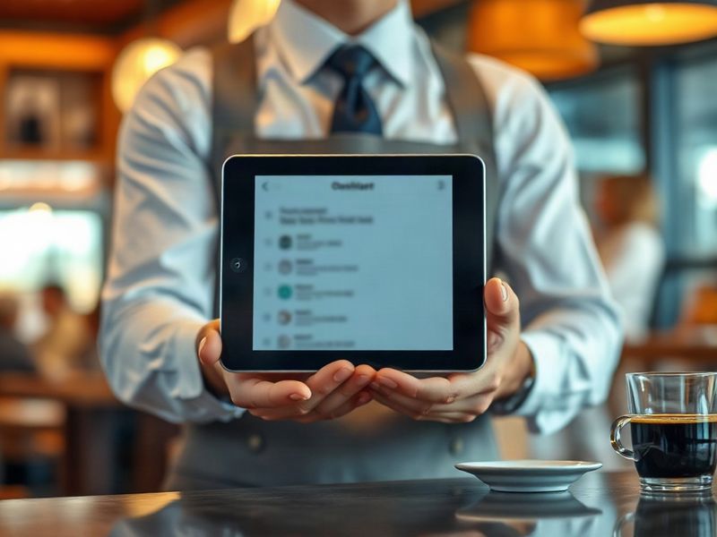 Un cameriere con il tablet degli ordini